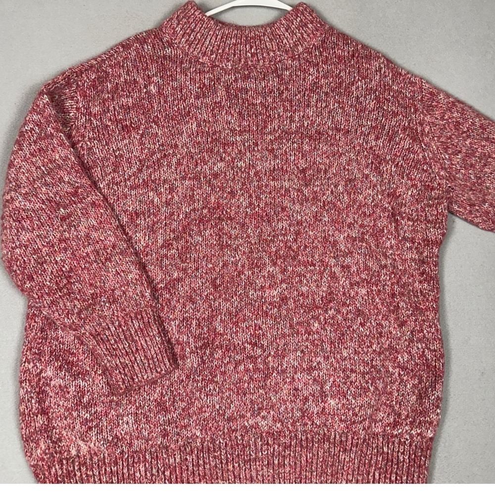 Susan Graver Sweater Women 1X Plus Mock Neck Pink Multi Marled Knit Pullover EUC